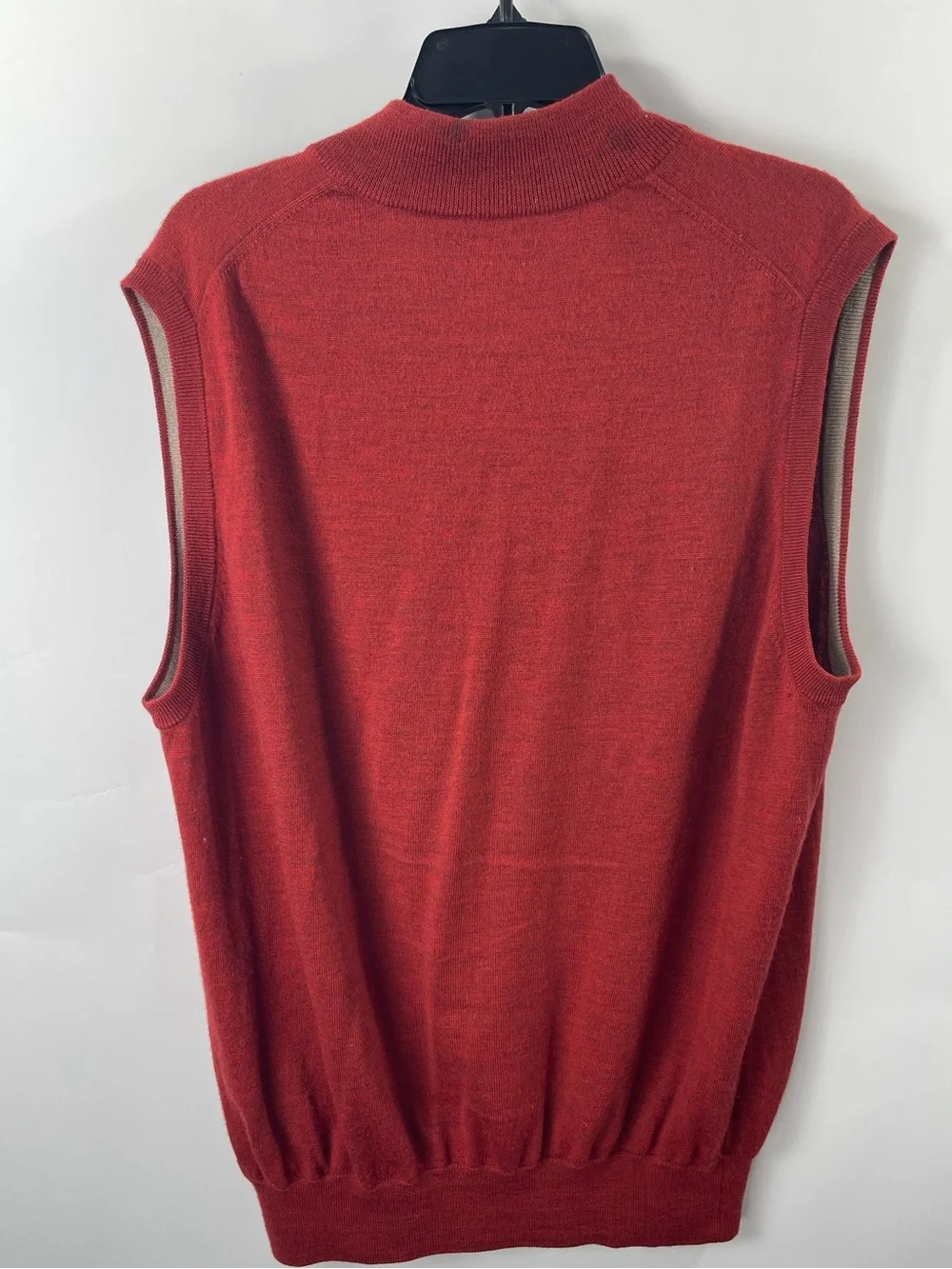 Peter Millar Maroon Italian Merino Wool Quarter-Zip Sweater Vest Large